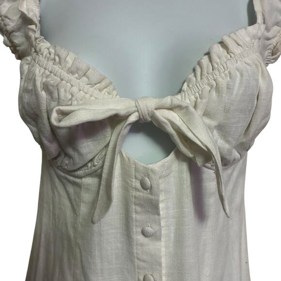 Polly Eloise Linen Blend Tie Front Mini Dress Womens Size 4 - Picture 5 of 9